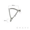 CONE DANGLE BEZEL CZ DANGLE CHAIN TOP 316L SURGICAL STEEL THREADLESS (PUSH IN ) LABRET SET